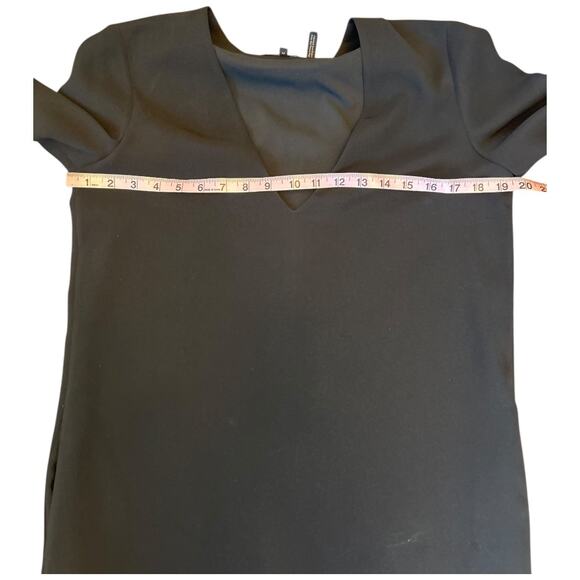 EUC Theory Ulyssa Admiral Bell Sleeve Crepe Dress W/ Pockets Black Size Medium - Picture 13 of 16